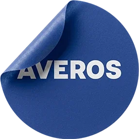 Patch transdermique Averos rond et bleu, à coller sur le ventre sur une peau propre et sèche