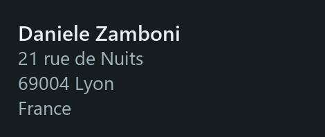 Daniele Zamboni, 21 rue de Nuits, 69004 Lyon, France