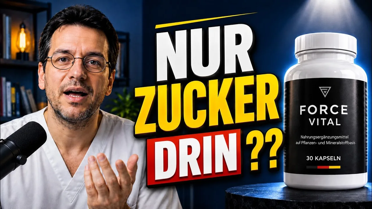 Die Inhaltsstoffe von ForceVital im Video, Flasche mit 30 Kapseln