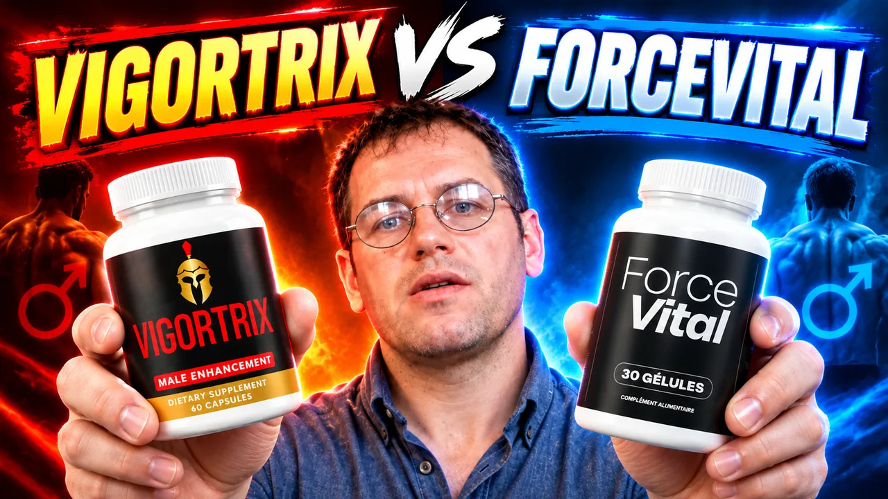 ForceVital ou Vigortrix : le flacon Vigortrix et le flacon français ForceVital de 30 gélules, côte à côte