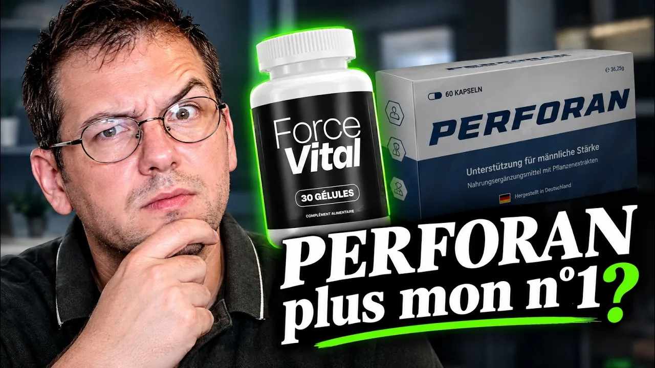 Miniature de la vidéo : le flacon français ForceVital de 30 gélules à côté de la boîte Perforan de 60 gélules, avec la question Perforan plus mon n°1 ?
