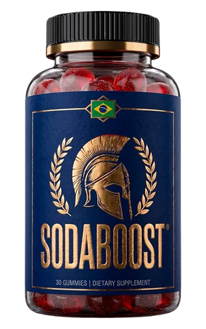 SodaBoost bottle, 30 chewable gummies, a men’s dietary supplement made in the USA