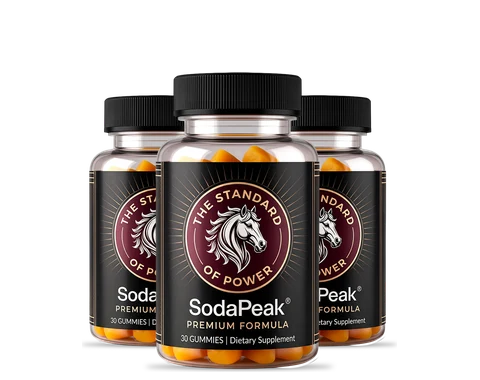 Three-bottle package of SodaPeak, 90 gummies for 90 days