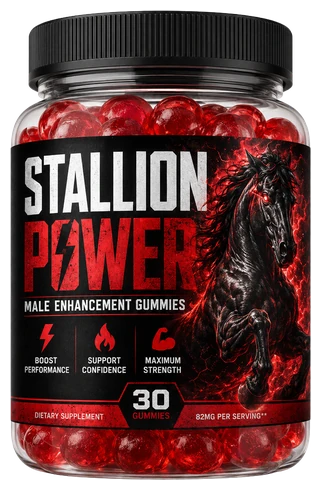 Stallion Power bottle, 30 male enhancement gummies, one a day, a 30-day supply made in the USA