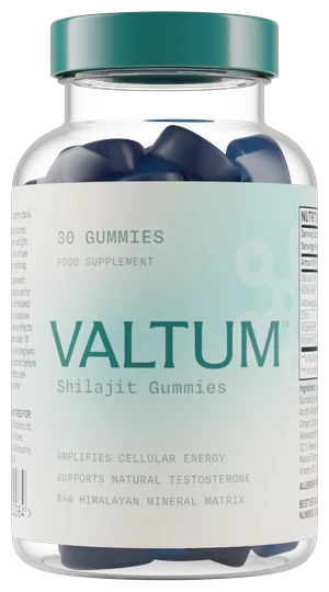 Valtum, flacone da 30 gommose con shilajit e ashwagandha KSM-66, integratore alimentare per uomo
