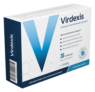 Boîte de Virdexis de 30 gélules, complément alimentaire pour homme, emballage en anglais