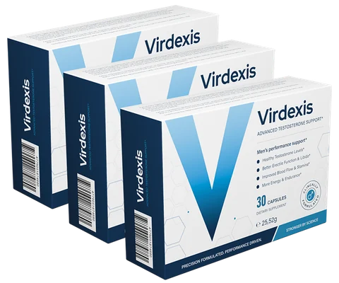 Format de trois boîtes de Virdexis, 90 gélules pour trois mois, le tarif le plus bas à la boîte