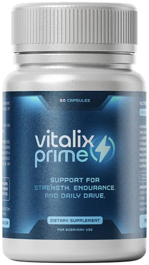 Vitalix Prime, flacon de 60 gélules, complément alimentaire pour la vitalité masculine, étiquette en anglais